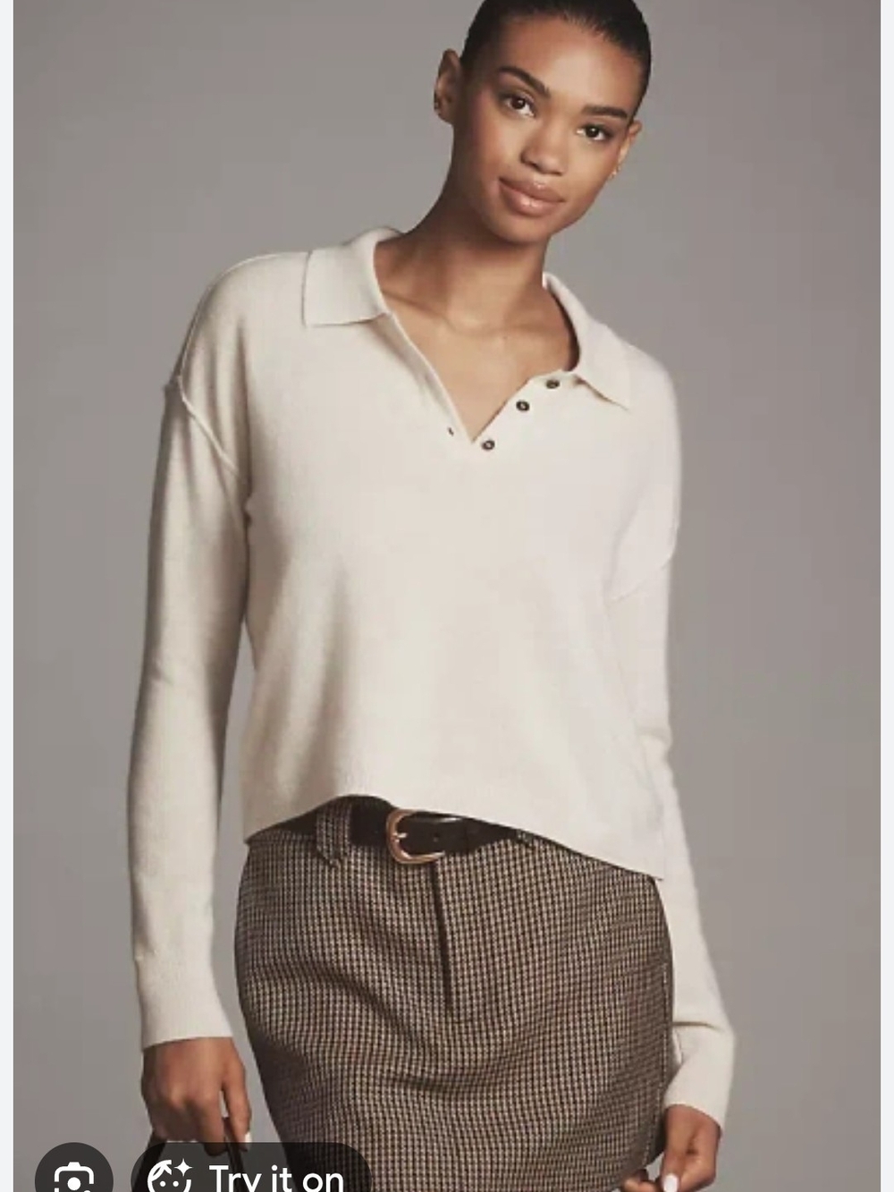NWT Pilcro Cashmere Collared Long-Sleeve Knit Top Size 2X